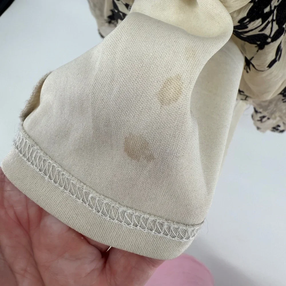 Easel Women's Sleeveless Dress Floral Tiered Ruffle Sheer Beige Black S‎ - Picture 8 of 12